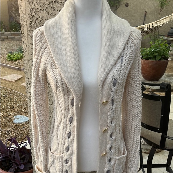 Juicy Couture Cream Cable Knit Cardigan Sweater - Picture 9 of 11